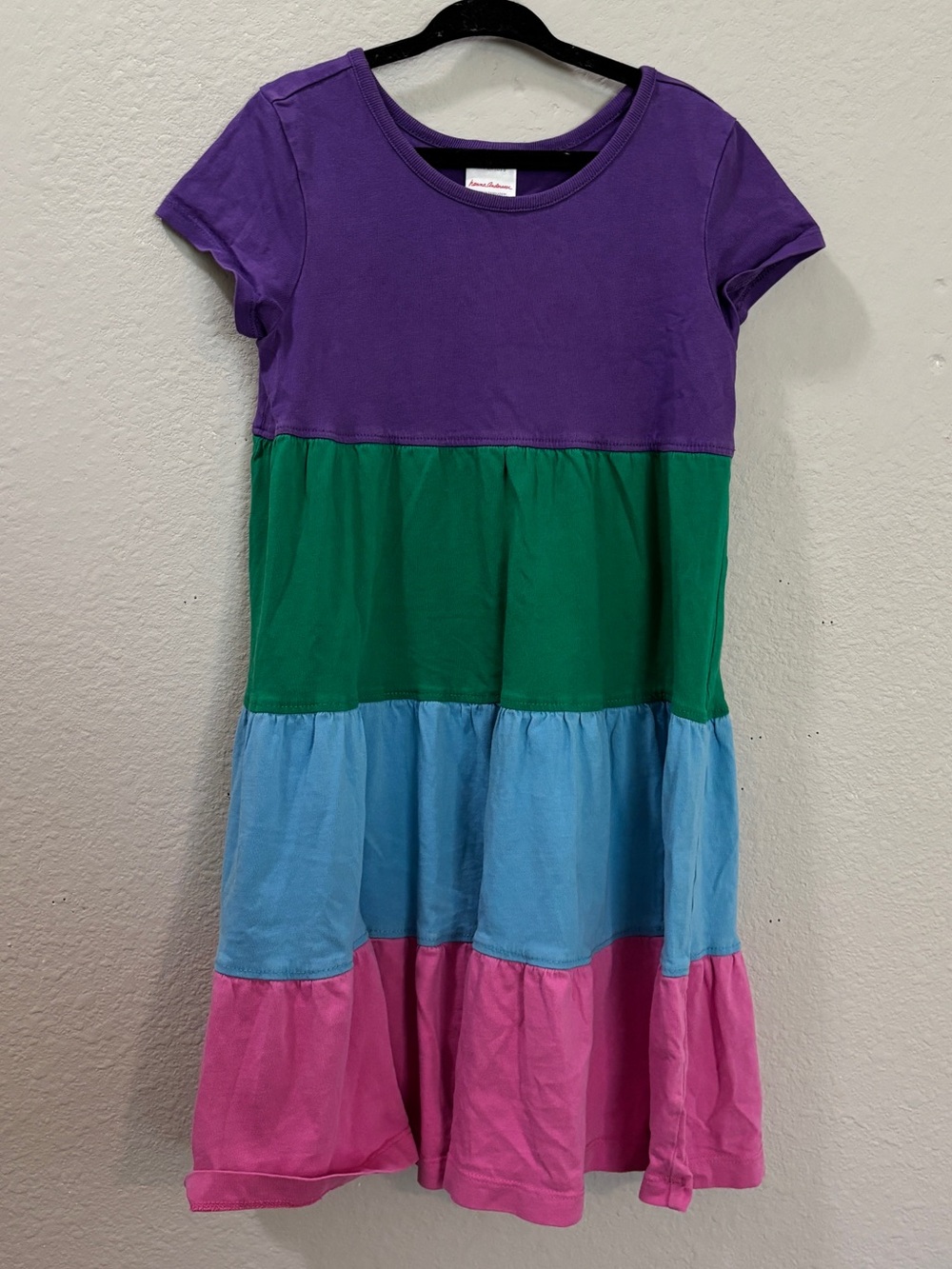 Hanna Andersson Girls Color Block Tiered Cotton Dress Size 5 (110 cm)